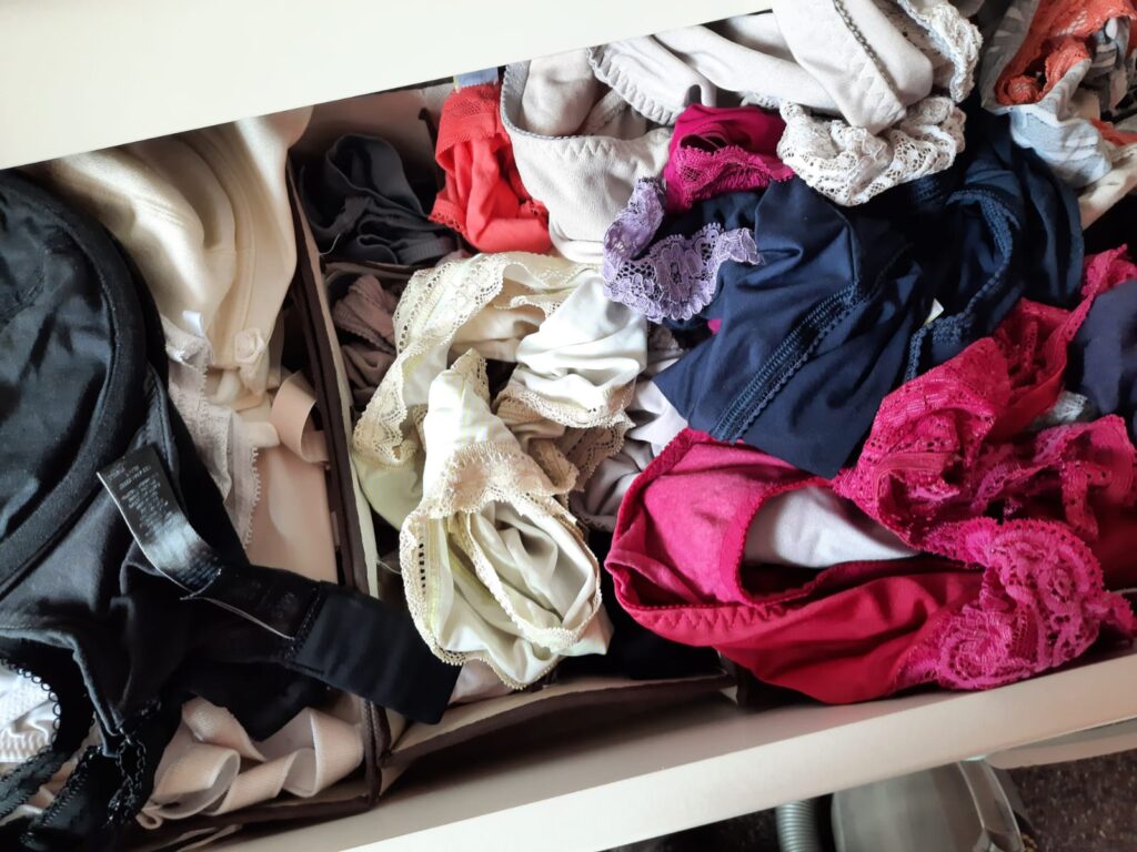 Typical knicker drawer before undergoing the KonMari process